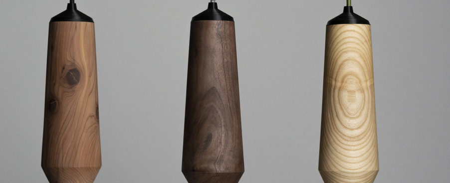 three wood lighting design components